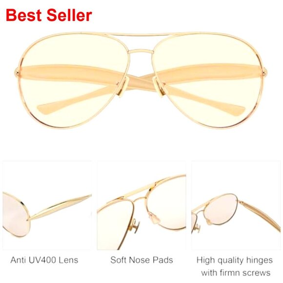 Oversized Aviator Sunglasses Metal Frame UV400 Polarized Retro Style main image 6